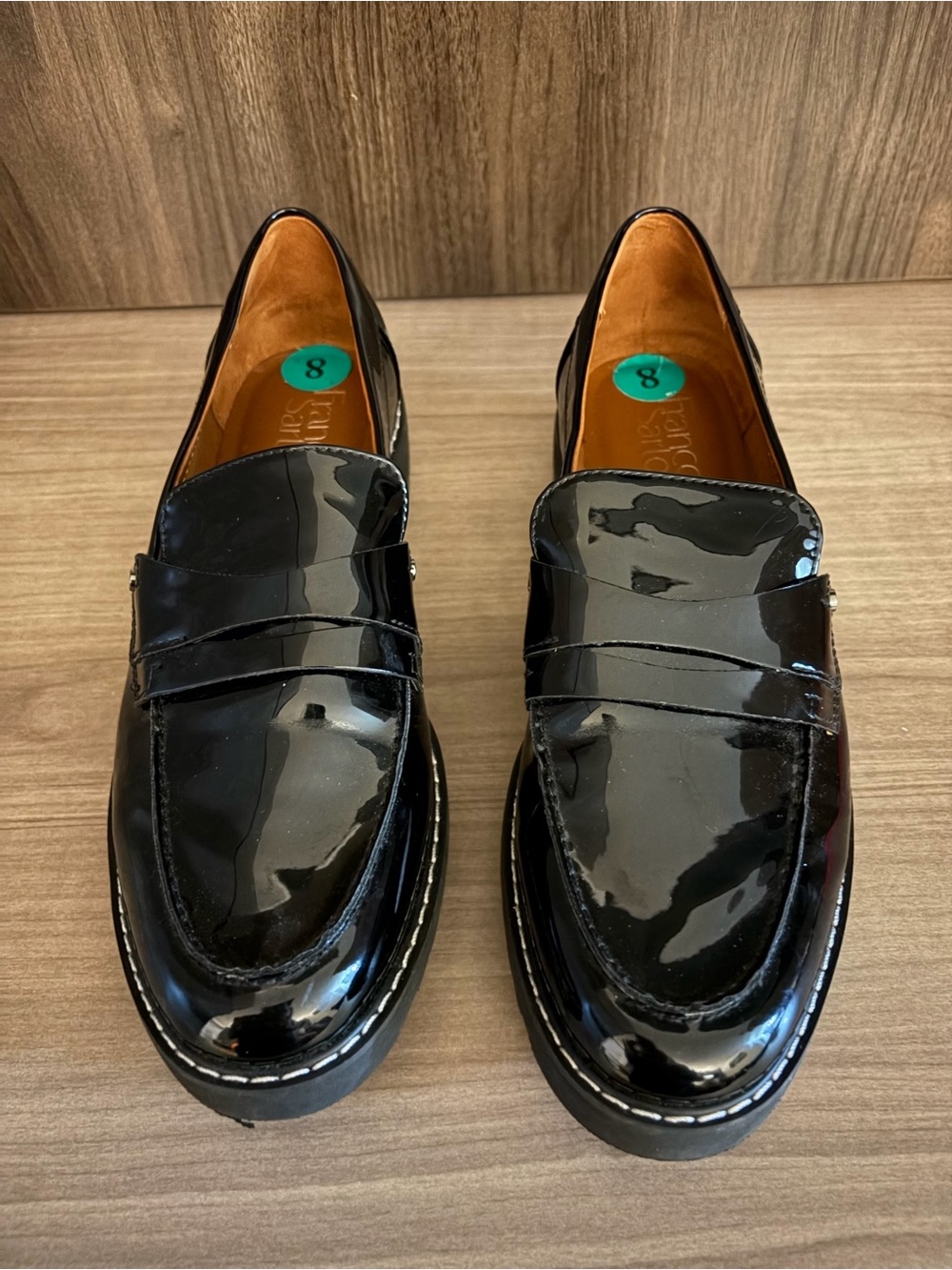 Franco Sarto Women's Beautiful Cassandra Patent Leather Platform Penny Loafers 8